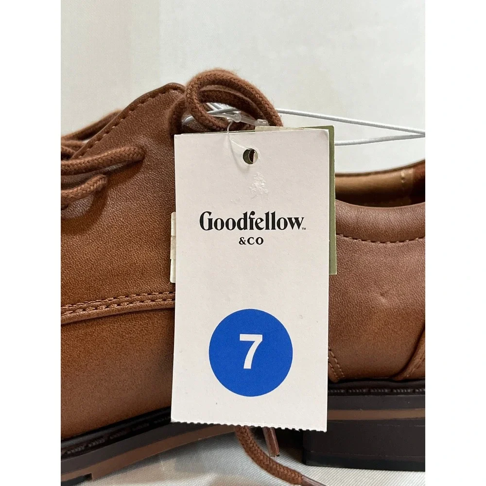 Goodfellow & Co Mens Brown Dress Shoes Lace Up Oxford Cognac Size 7 NEW